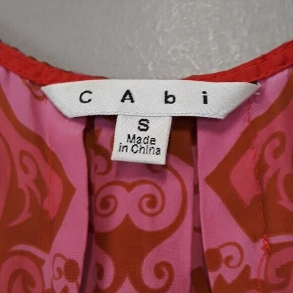 Vintage CAbi Womens True Love Tank Top Small Pink Paisley Silk BOHO Carrier #672 - Picture 4 of 12